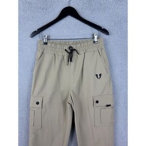 FIRMABS Jogger Pants Womens Large Beige Cargo Elastic Waist Pockets Tapered